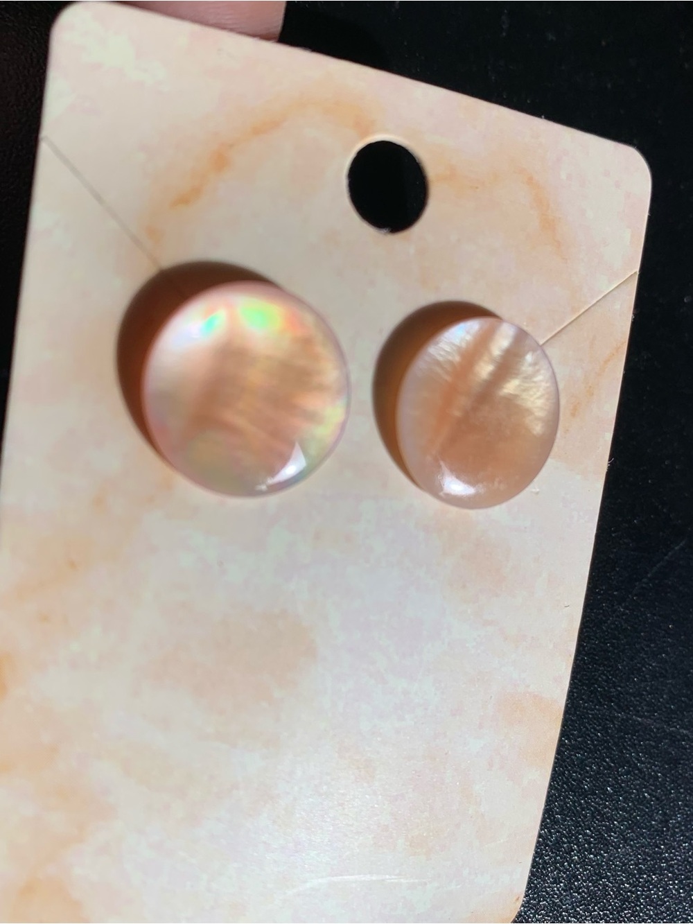 Pearlescent Peach Round Stud Earrings